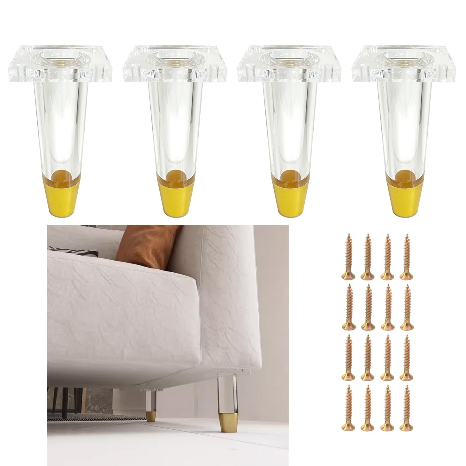 Kitchen Cabinet Feet, 4.72" Modern Table Legs,Acrylic Legs for Furniture,Clea...