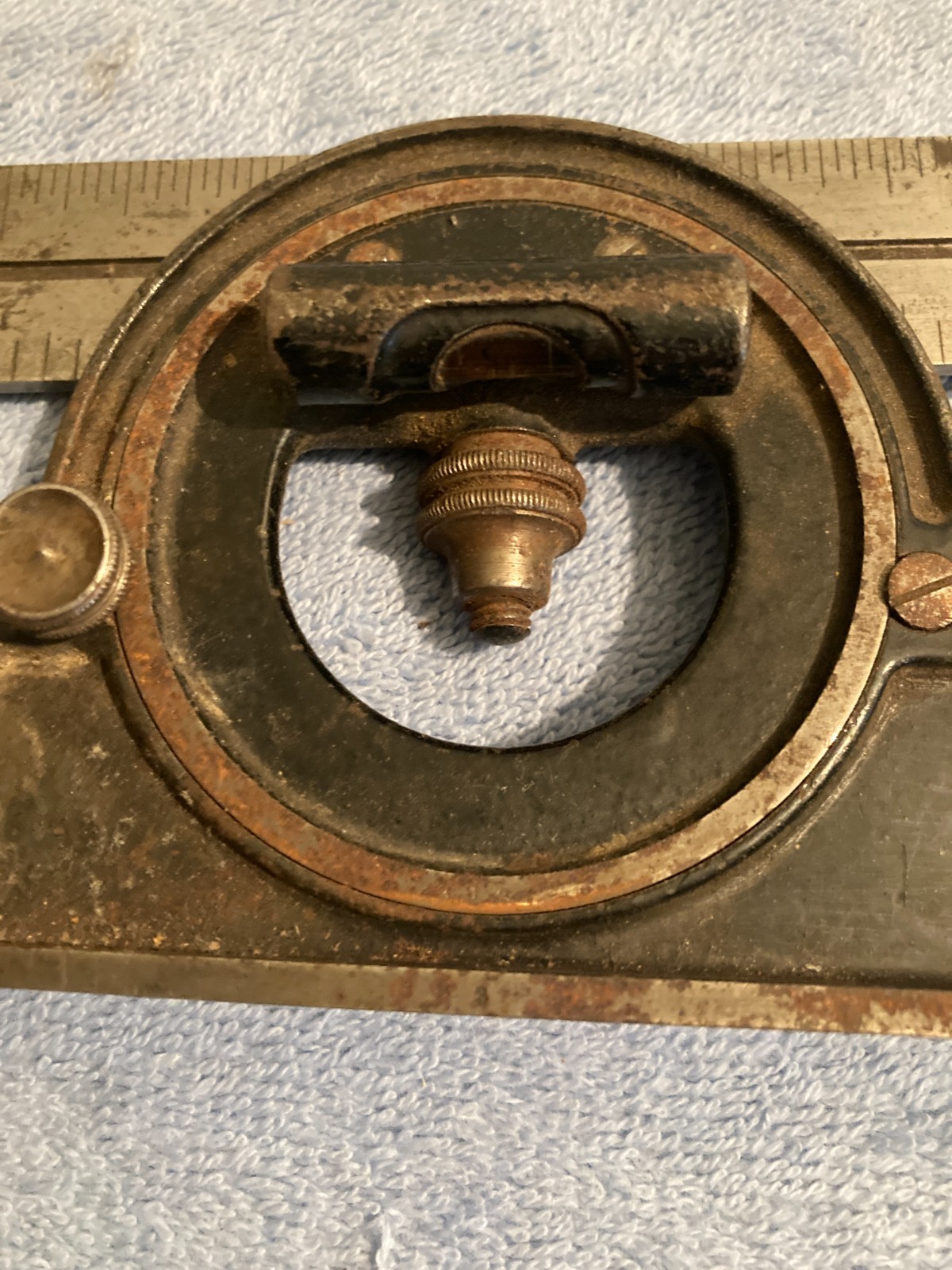 VINTAGE LS STARRETT 492 PROTRACTOR & RULER BUBBLE LEVEL MACHINIST TOOLS READ