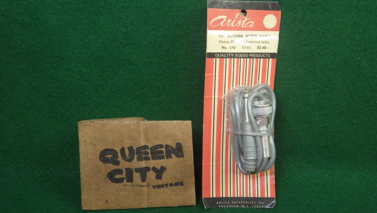 NOS vintage Arista #170 6' shielded audio cable Phone jack to MC1M mic connector