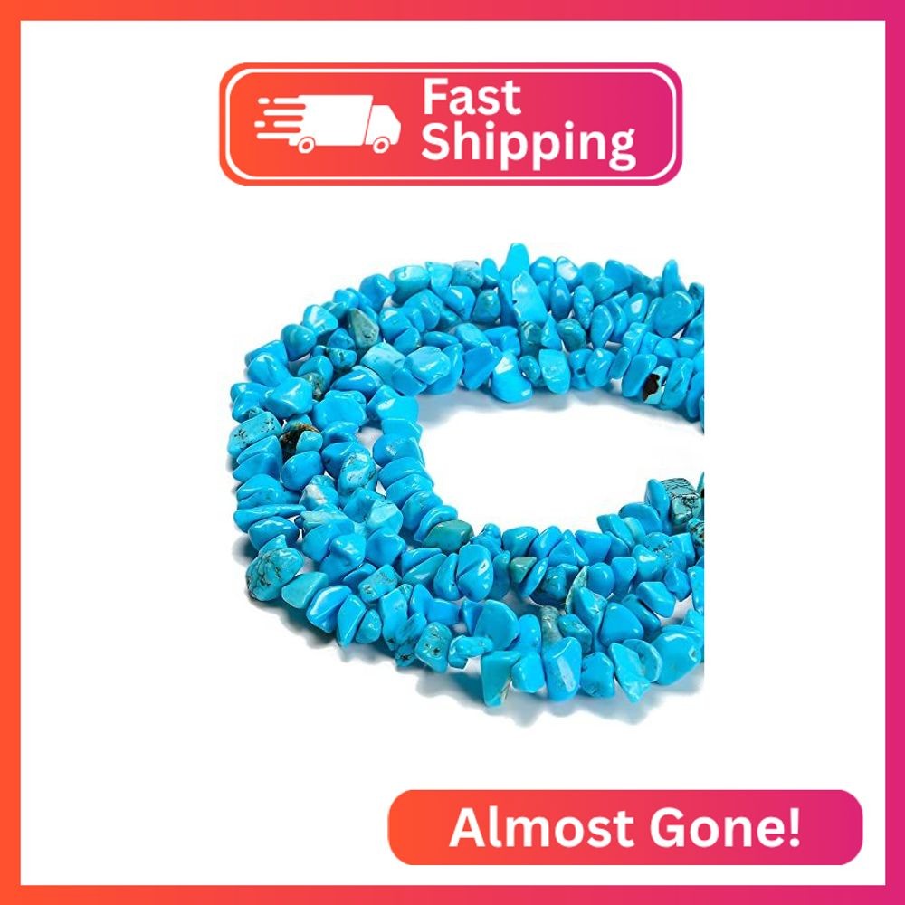 jodaying 3-5mm Natural Blue Turquoise Gemstone Chips Loose Beads Semi Precious f