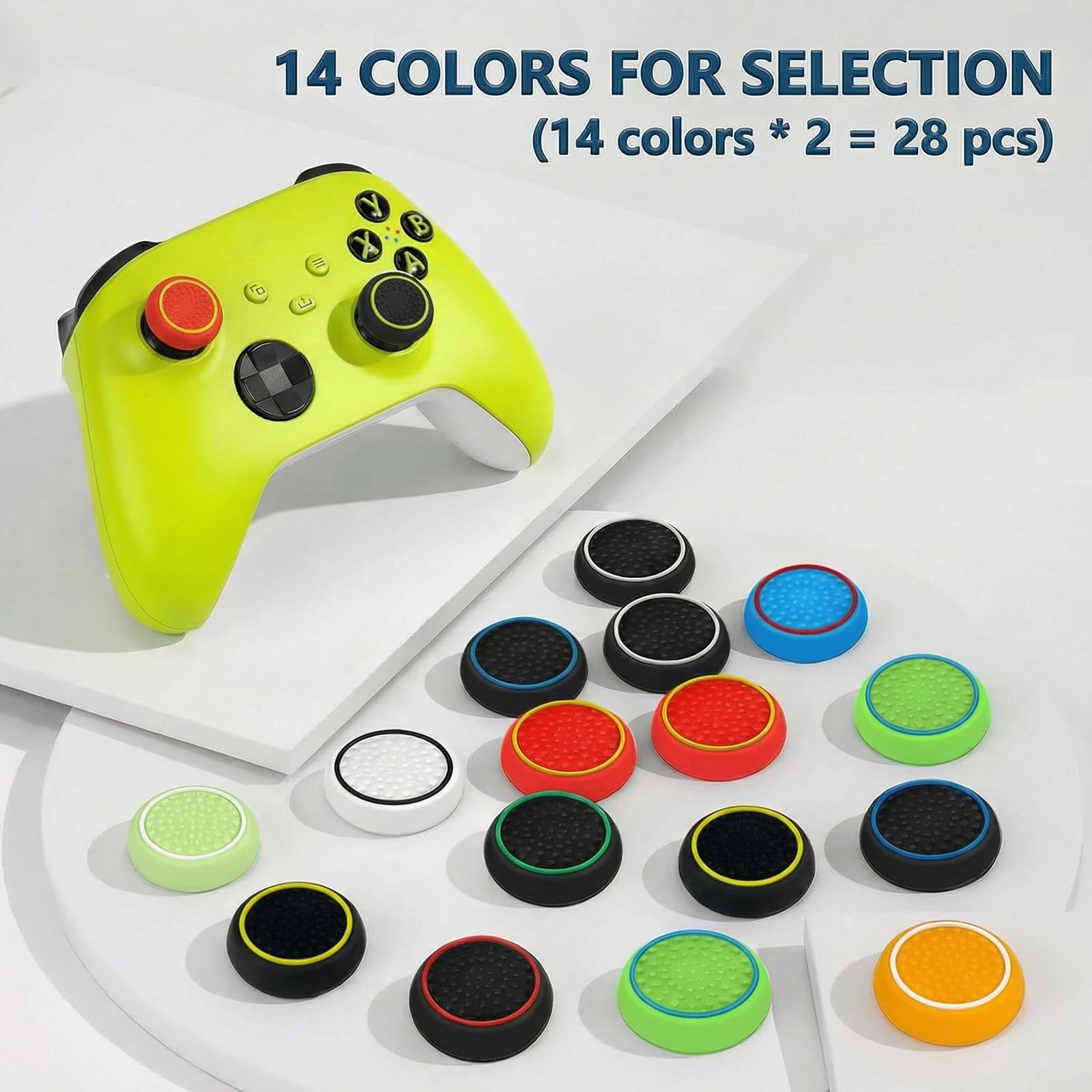 Inoostar 28PCS Optimized Silicone Thumb Grips & Joystick Caps for Multicolor