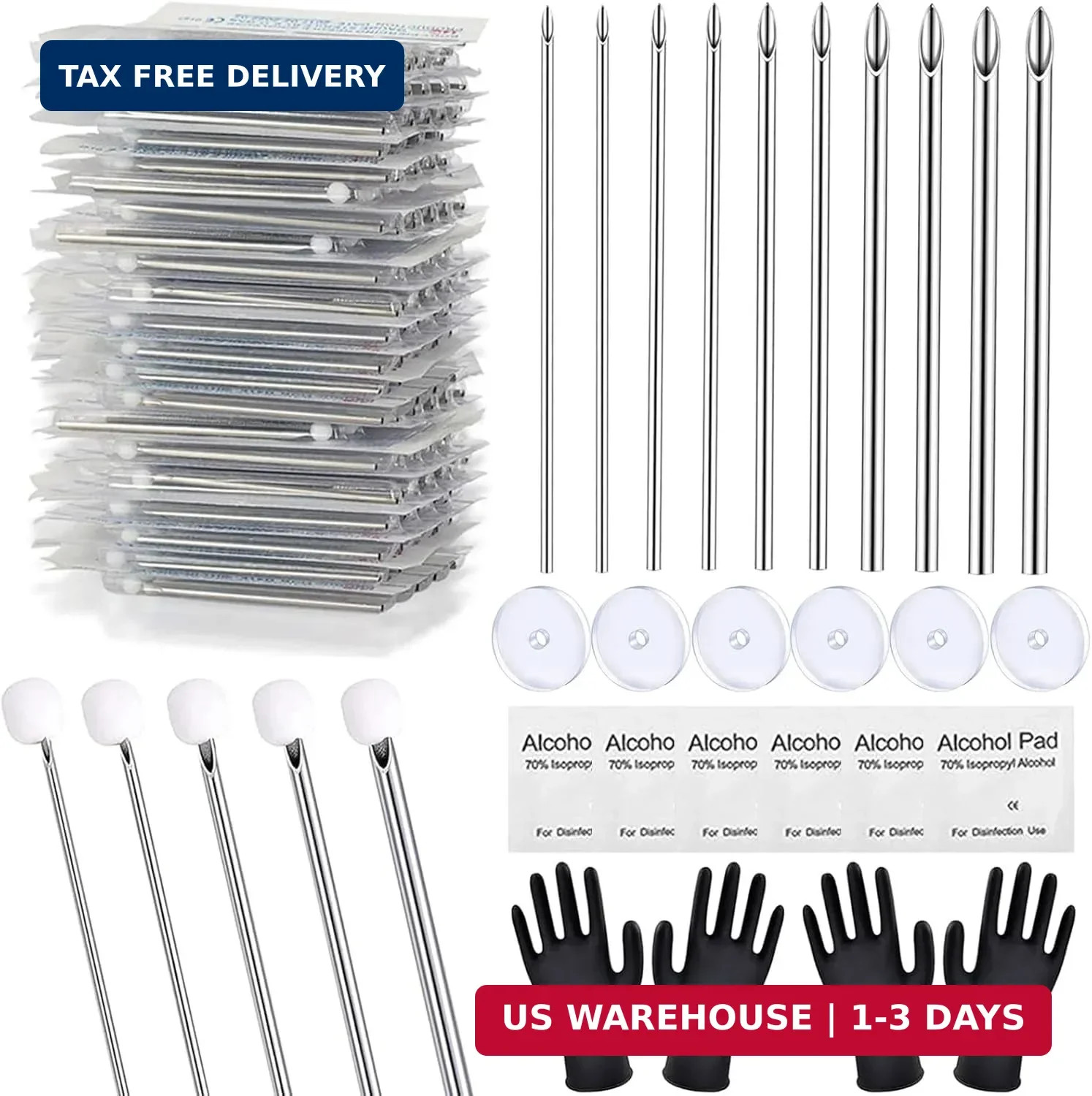 Body Piercing Kit 66PCS Professional Piercing Kit Includeds 50Mixed 12G 14G 16G