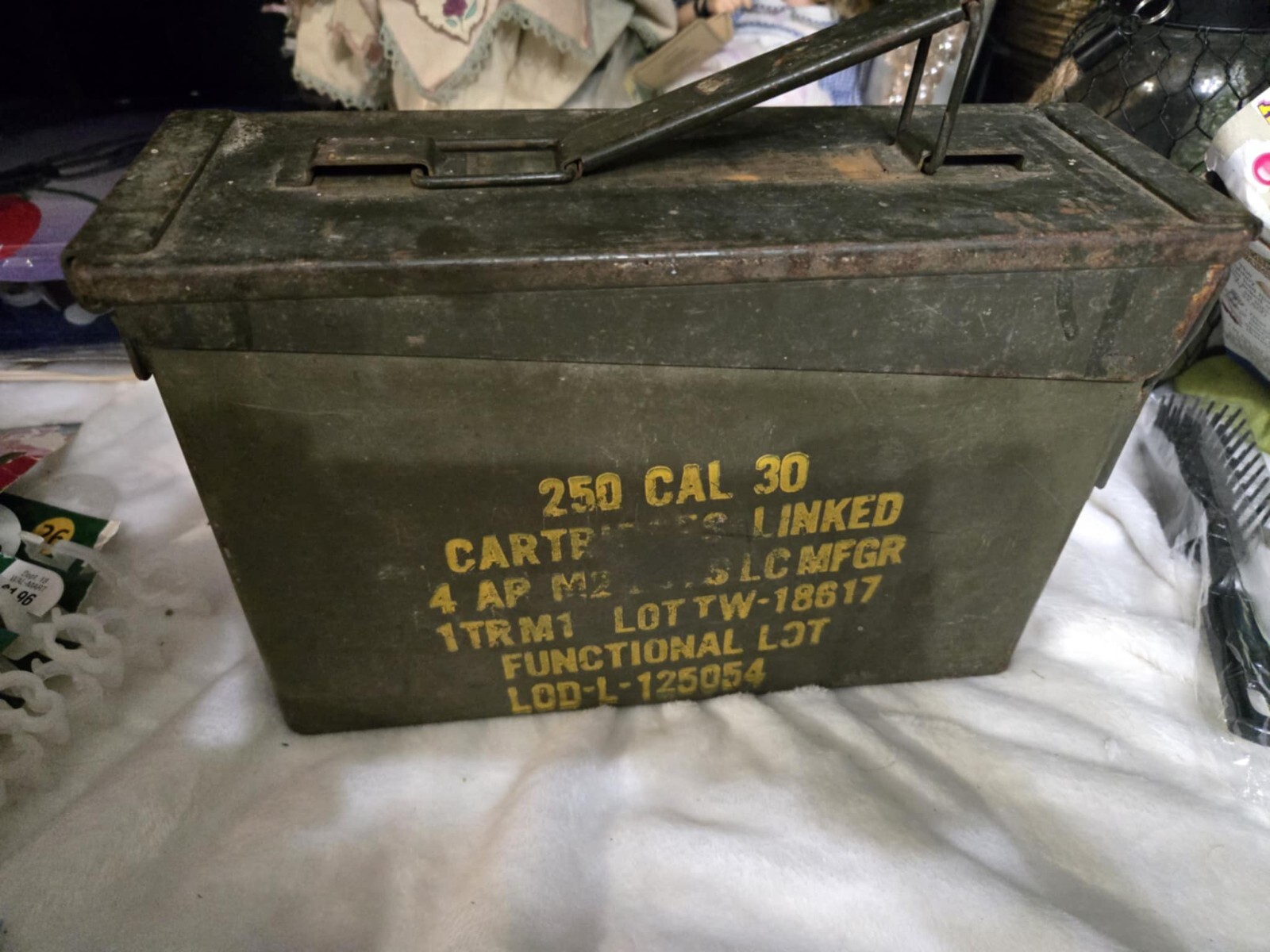 Vintage US Military Metal Ammo Box for 250 Cal .30 Cartridges