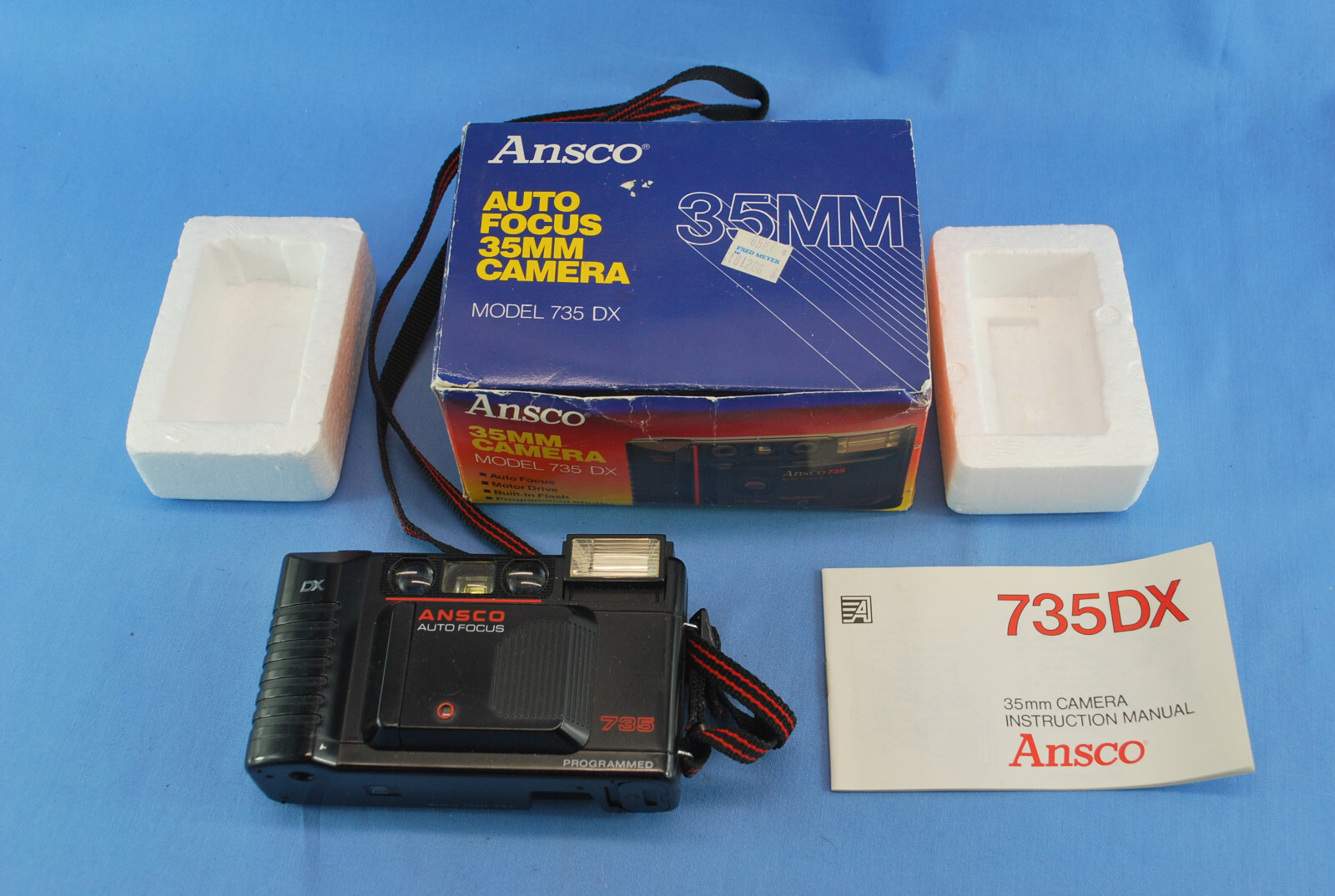 ANSCO 735 DX 35mm Film Camera W/Box Manual (For Parts or Repair) FREE SHIPPING!