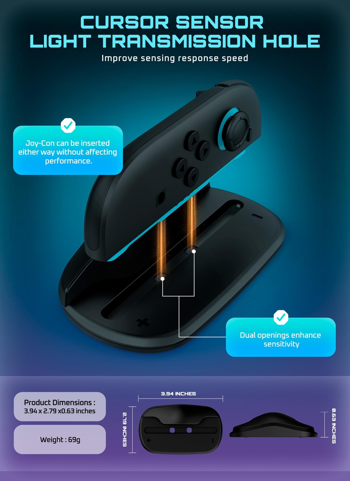 SUPCASE Switch 2 Joy Con Mouse Grip Adapter Black