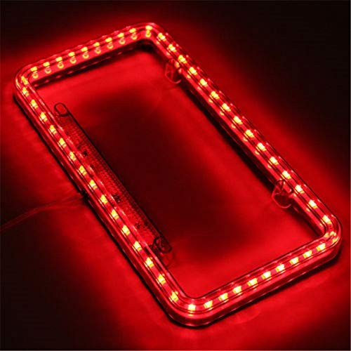 LED Color Light License Plate Frame - Acrylic Cover for Cars - Red