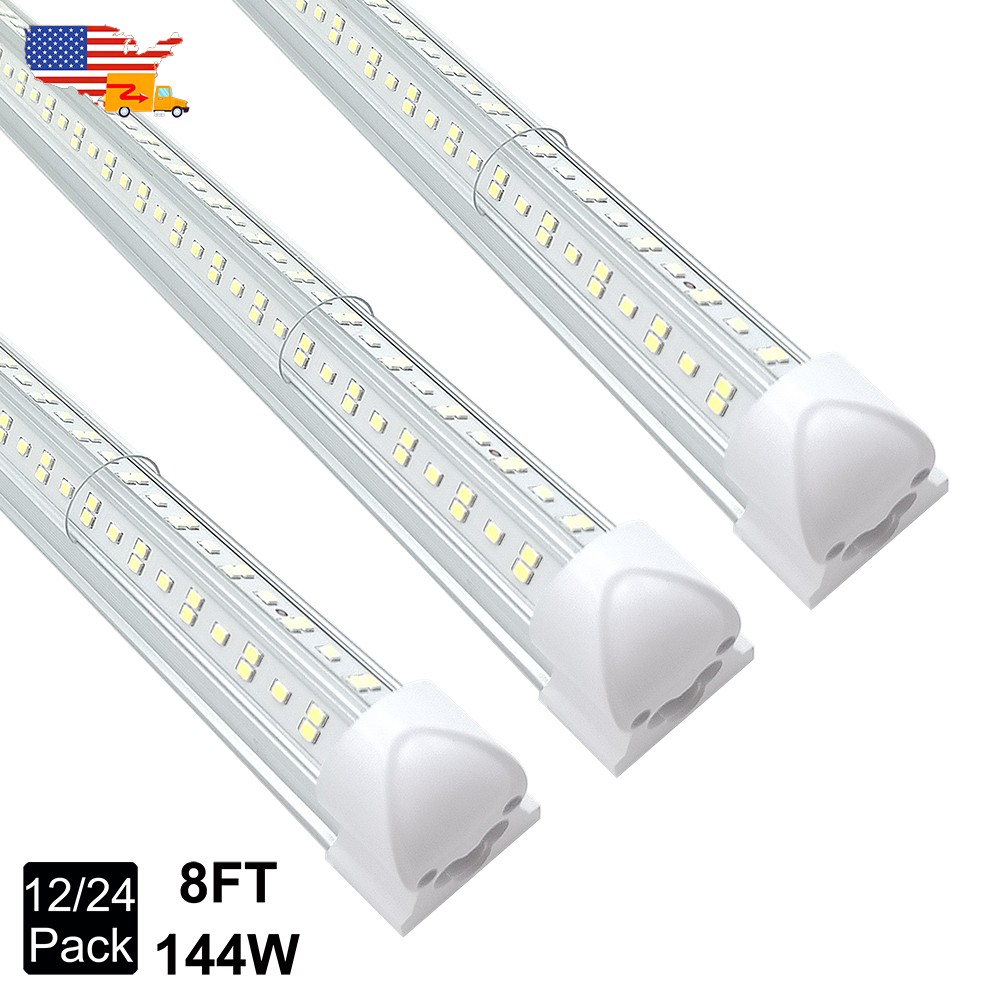 12/24Pack 144W 8Ft Led Shop Light Fixture 6500K Ceiling Tube For Garage Workshop