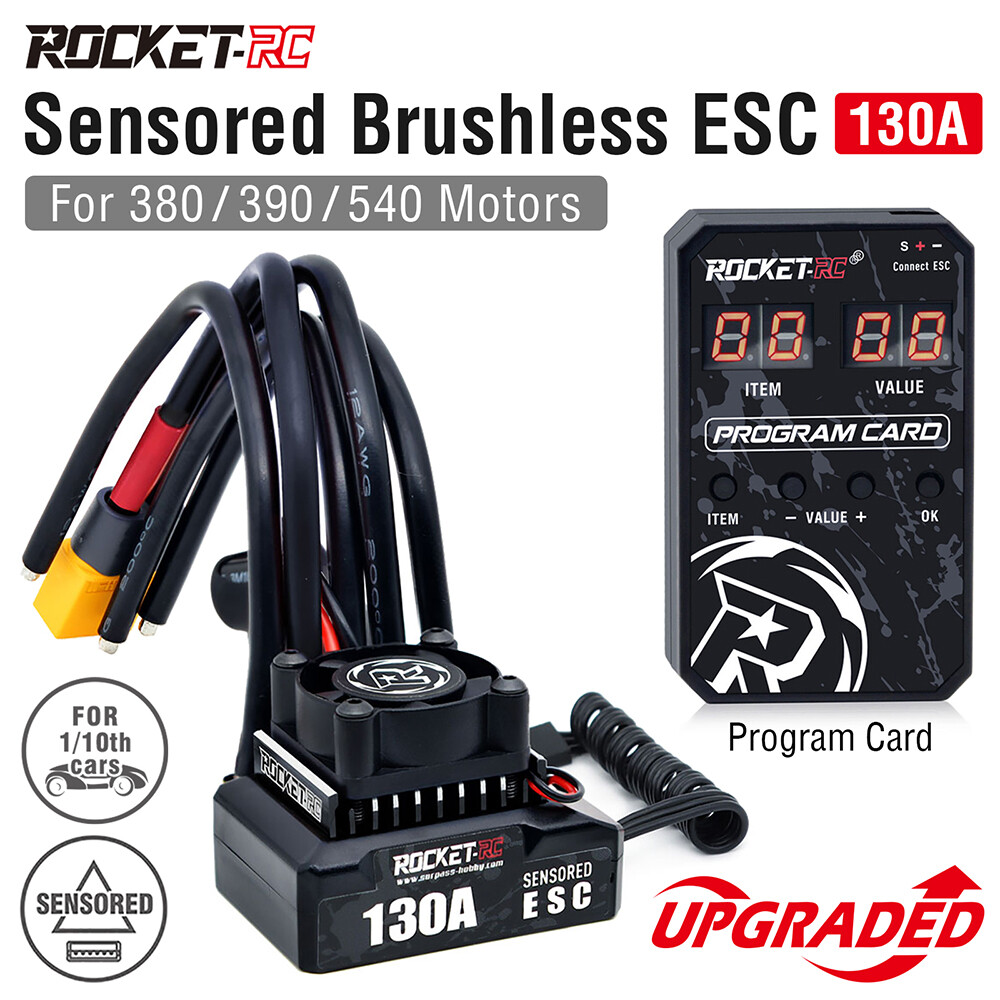 New ROCKET-RC 130A Brushless ESC Program Card for 1/10 RV Car 380/390/540 Motor