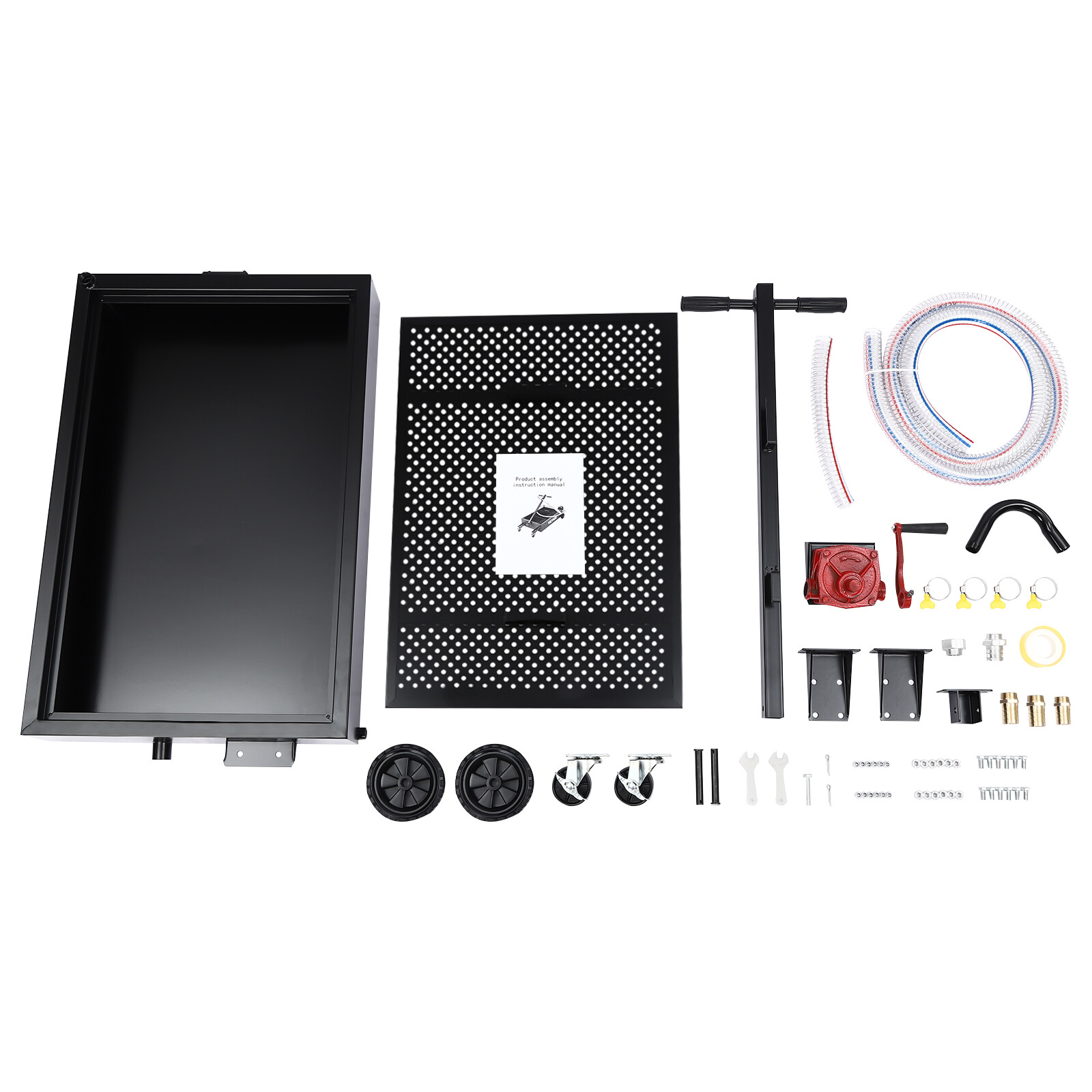 Oil Drain Pan 15 Gallon Oil Drain Tank Oil Change Pan with Manual Rotary Pump
