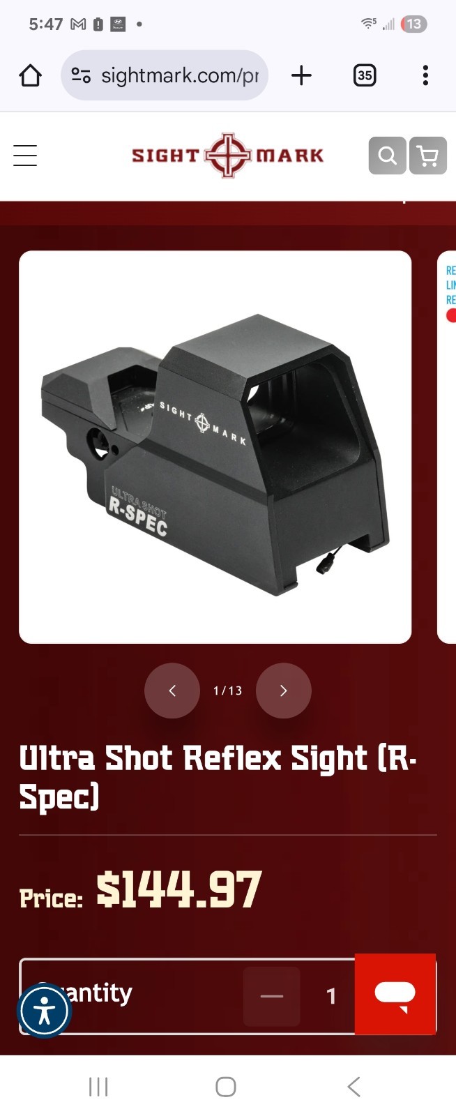 Sightmark SM26031 Ultra Shot R-spec Reflex Sight - Black