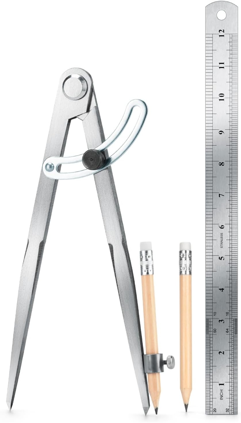 WORKLION Woodworking Compass Geometry Set - Large Locking 8 Inch, Silvery
