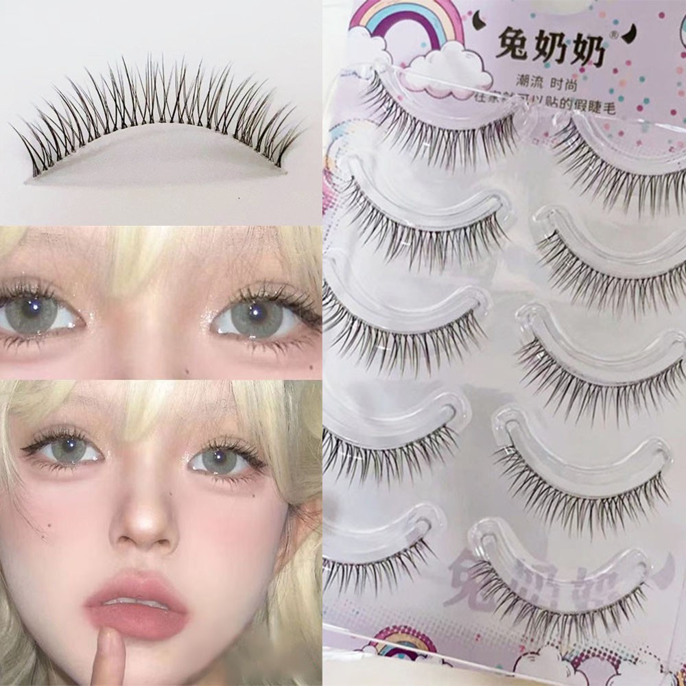 5 Pairs False Eyelashes for Natural Look 8mm Transparent Stem Easy Application