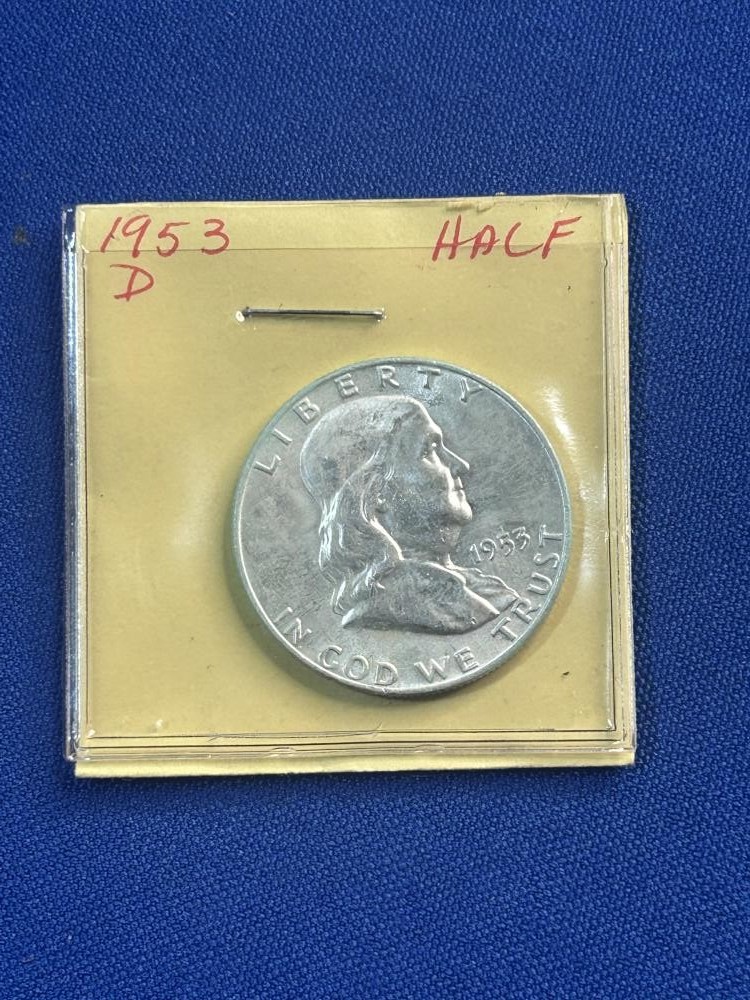 1953-D Franklin Half Dollar 90% Silver Coin 50c Cents