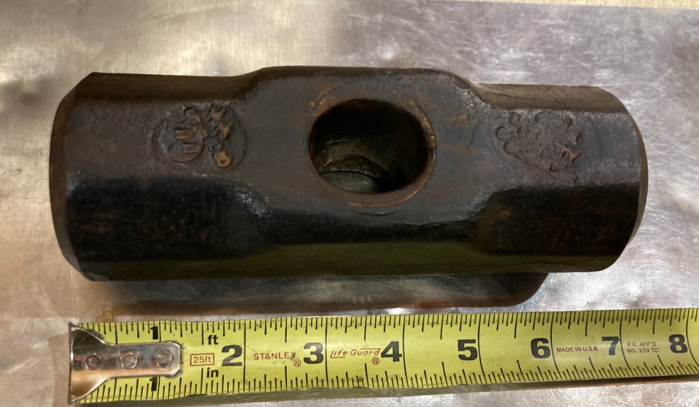 Vintage USM 8lb Sledge Hammer Head Octagonal Shape. Double stamped.