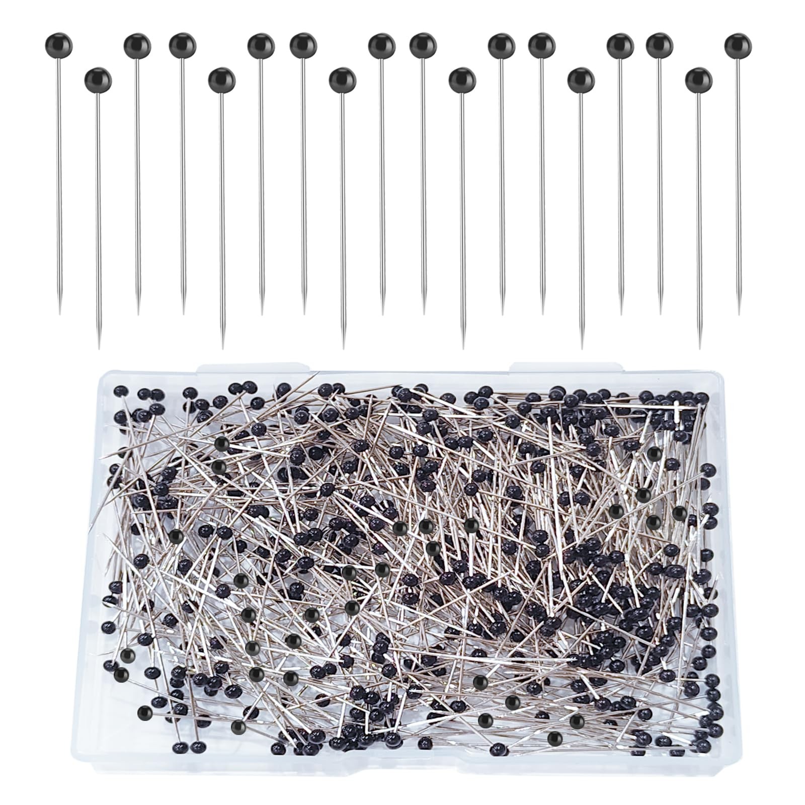 Sunenlyst Sewing Pins, 500 Pcs Straight Pins Ball Glass Head Pin Small, Black