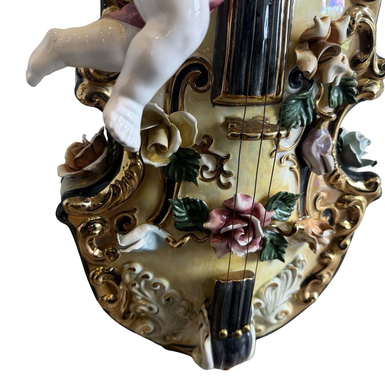 Large Capodimonte Cherub Table Lamp Italian Porcelain Figurine Decorative