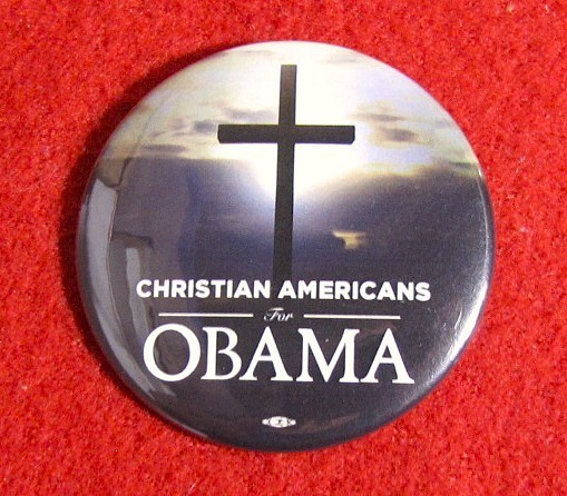 2008 Christian Americans for Obama for President 2 1/4" Political Pin Button