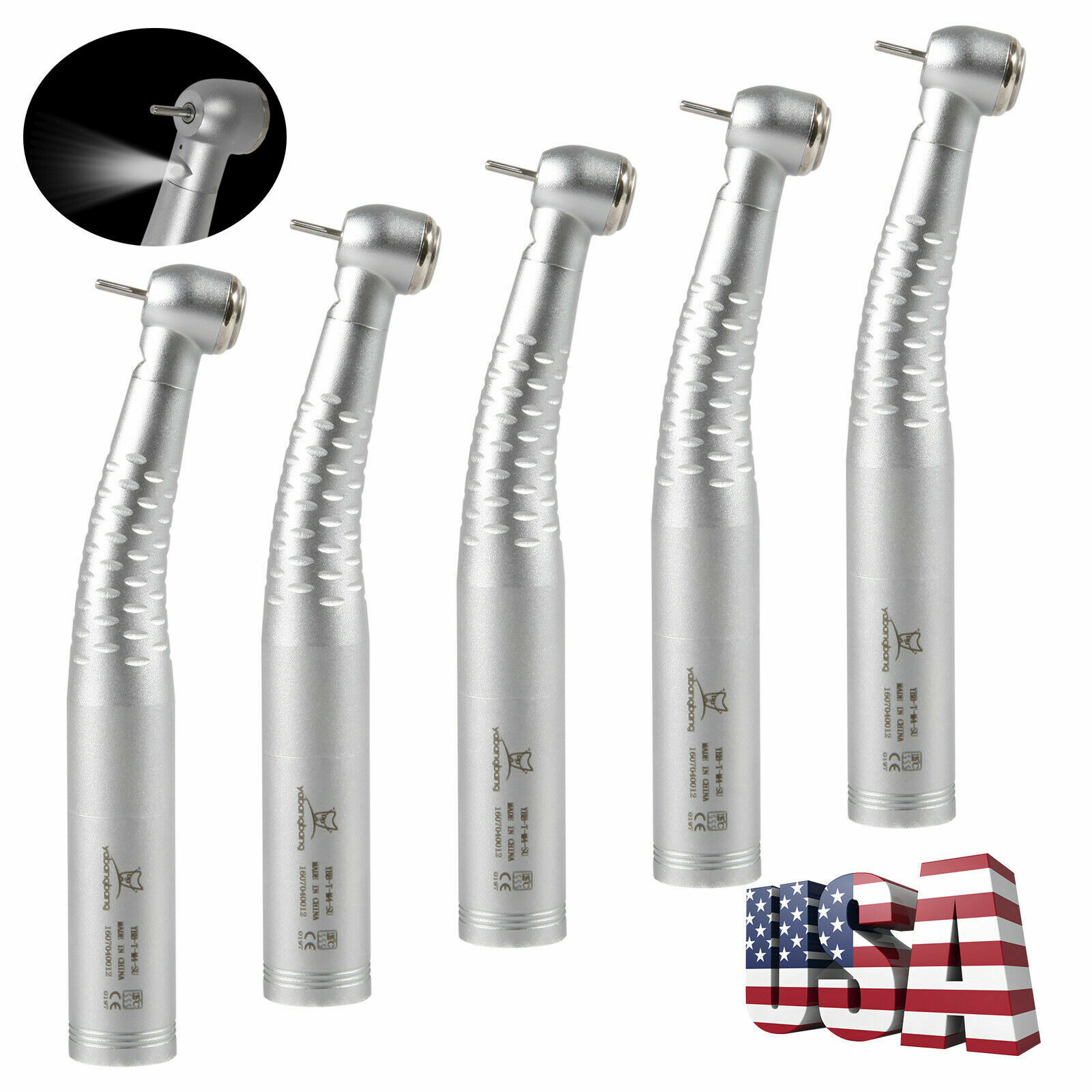 5pcs Yabangbang Dental Fiber Optic LED Turbine Handpiece fit KAV Coupler 4/6H M