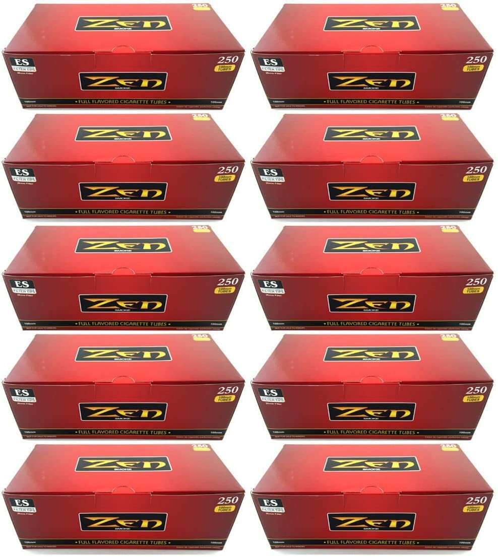 Zen 100mm Size Full Flavor Cigarette Tubes 250 Count Per Box [10-Boxes]