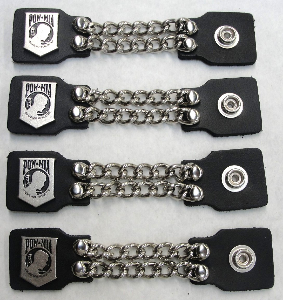 4 Pieces Genuine Leather POW MIA Vest Extenders High Quality Made in the USA New