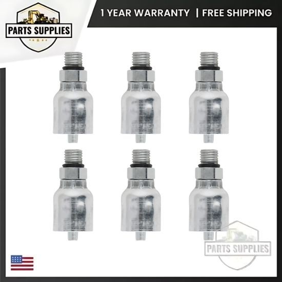 10543-6-4 Set of 6 1/4" Hose x 3/8" Male O-Ring Boss Hydraulic Hose Fittings
