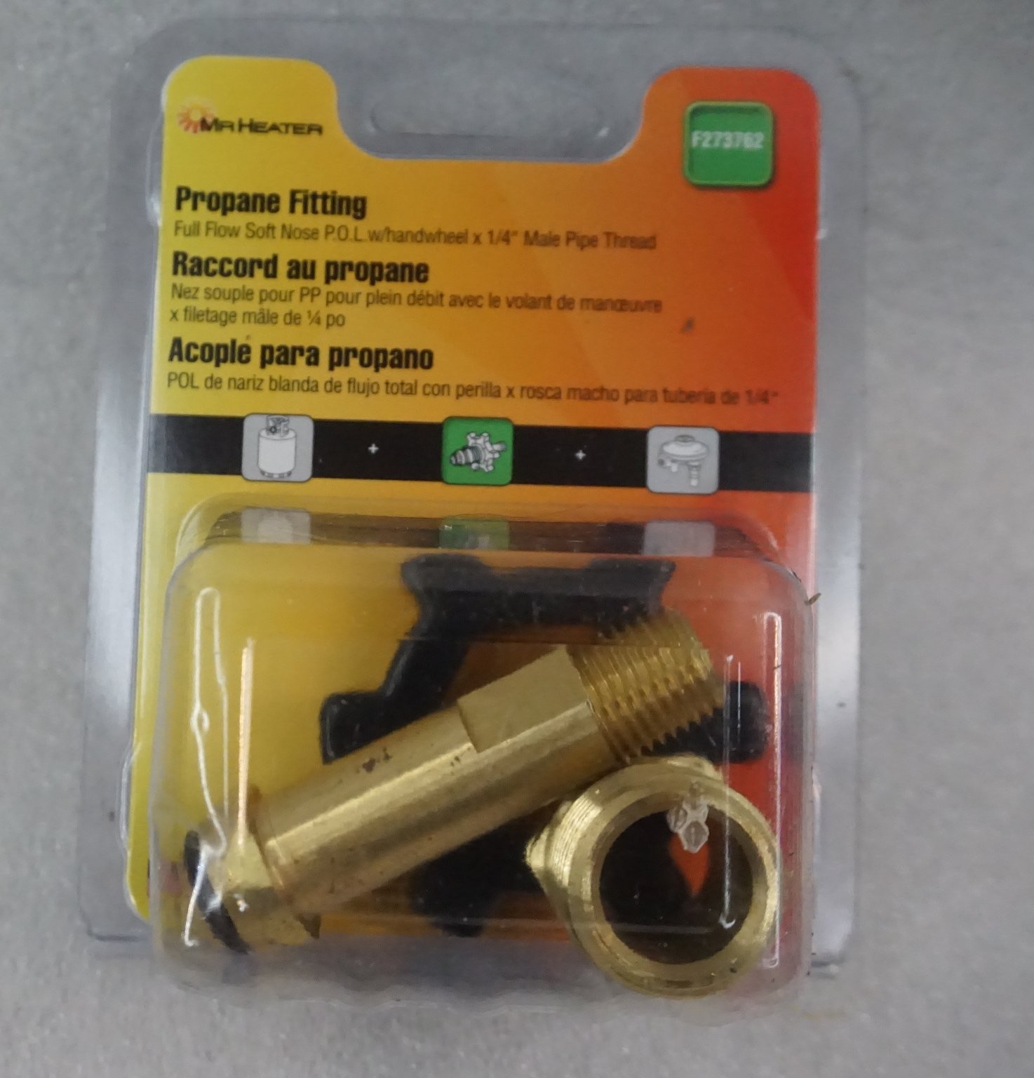 MR HEATER Propane Fitting Full Flow Soft Nose P.O.L. 1/4" Male Brass OEM