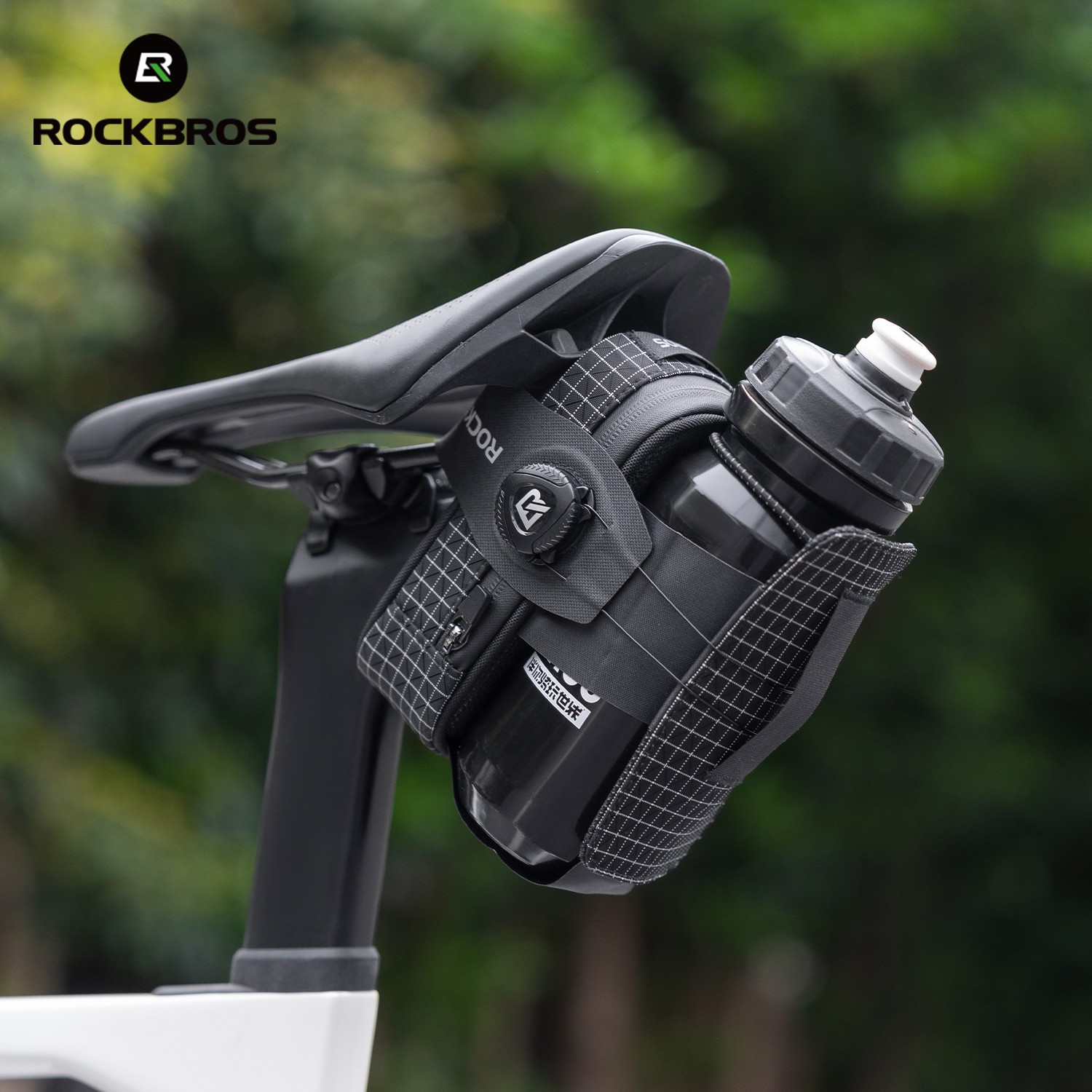 ROCKBROS Bike Saddle Bags w/Water Bottle Pouch Waterproof Under Seat Pack 0.2L