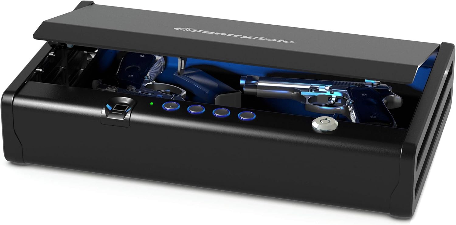 SentrySafe Biometric Pistol Safe — Fingerprint Unlock, Built-in Lighting