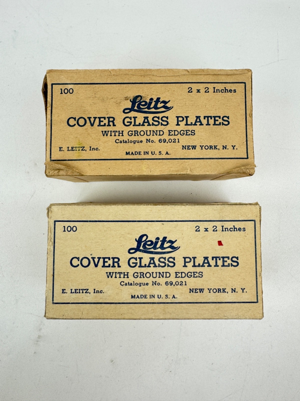Lot of Glass Slides Leitz New York 2X2 Vintage Ground Glass Cover Plates