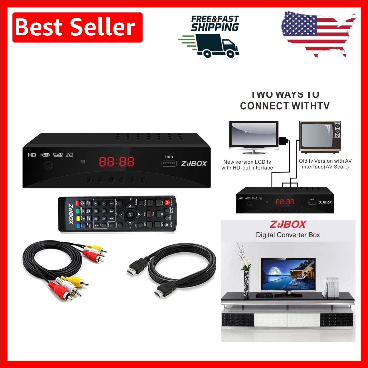 Transform Your TV: Digital Converter Box with 1080P HDMI Output & Timer Function