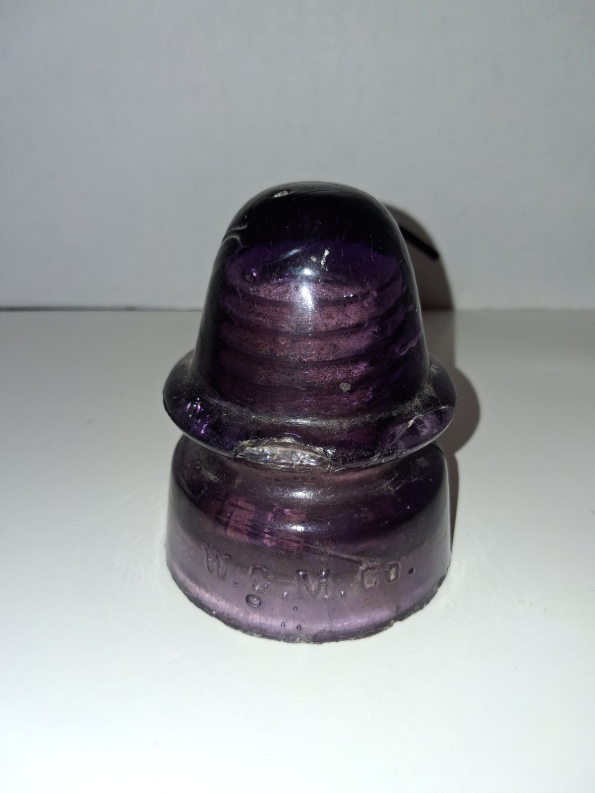 Vintage Antique Purple Insulater W.G.M Stamped Rare Color