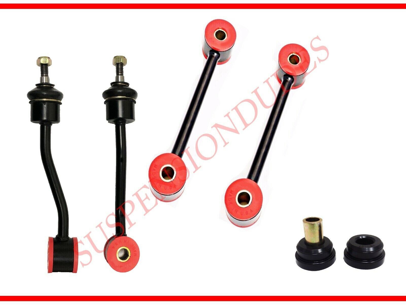 6PC Front/Rear Sway Bar Links + Track Bar Bushings for 1997-2006 Jeep Wrangler