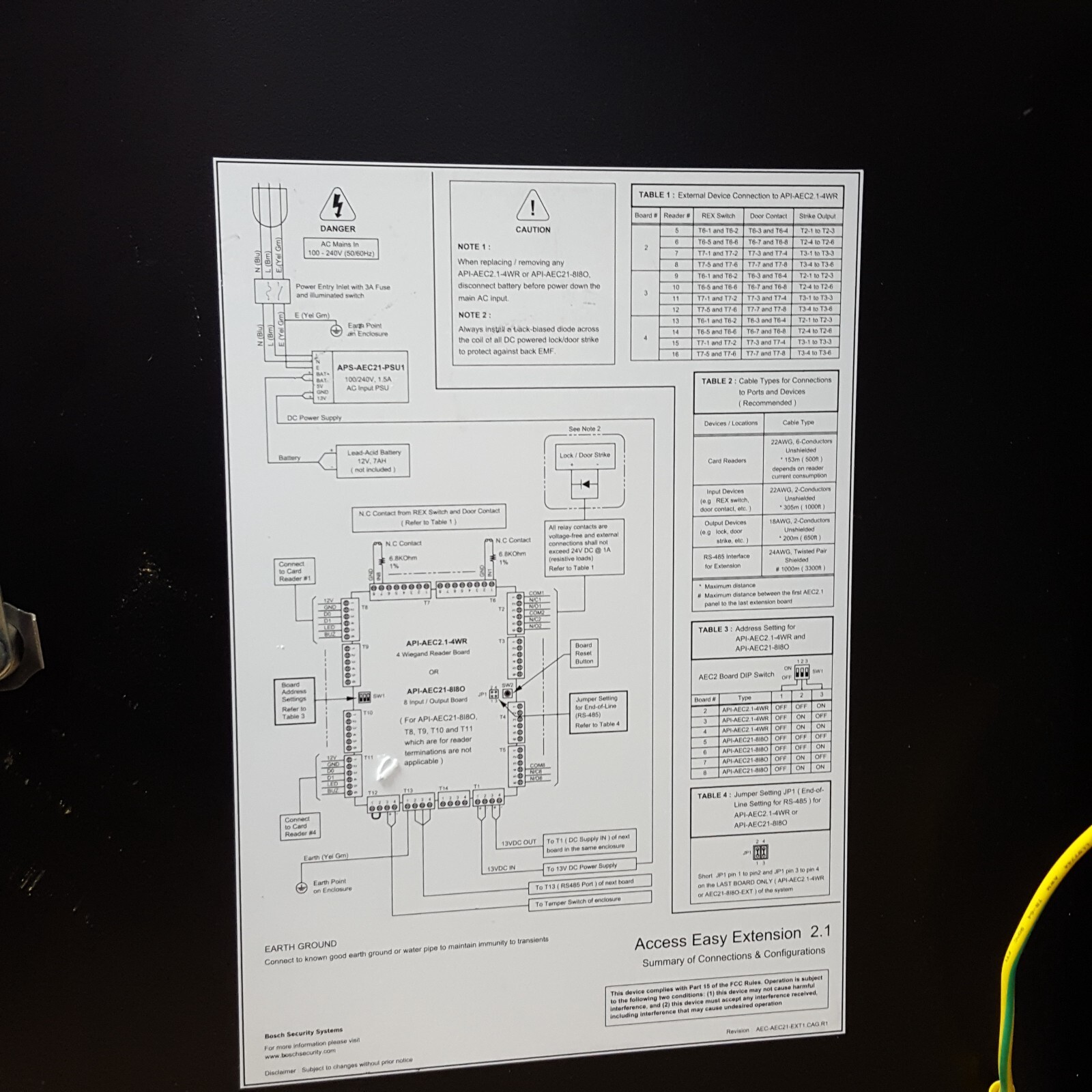 BOSCH SECURITY SYSTEM AEC-AEC21-EXT1 Extension Enclosure w/PSU1 & PwrCd No Keys