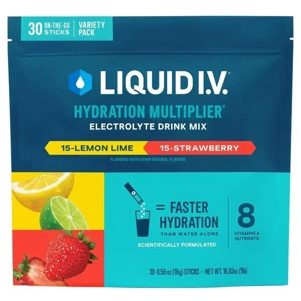 Liquid I.V. Hydration Multiplier 30 Sticks Strawberry Lemon Lime NEW
