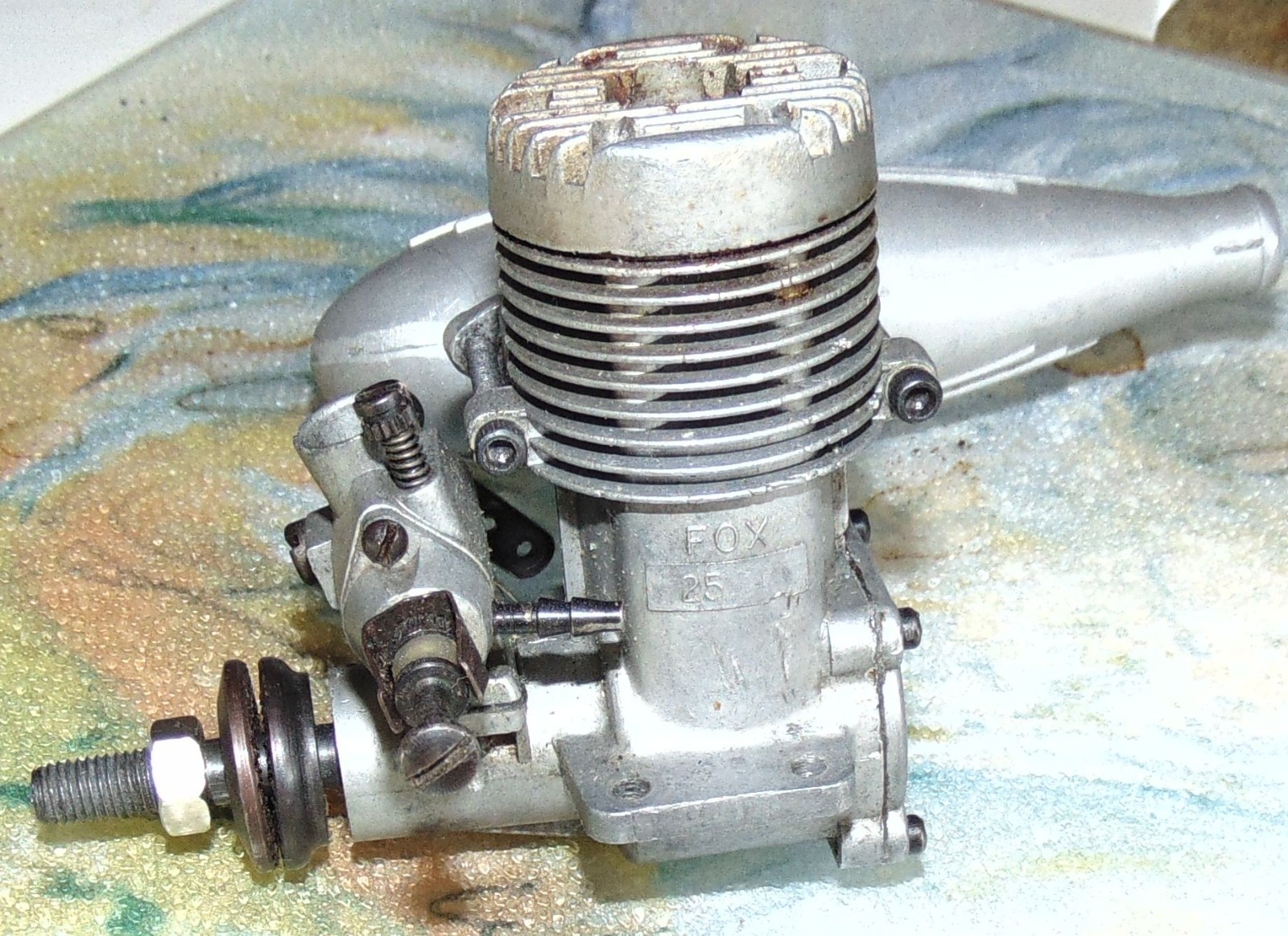 Fox 25 RC Model Airplane Engine wth muffler, used lightly