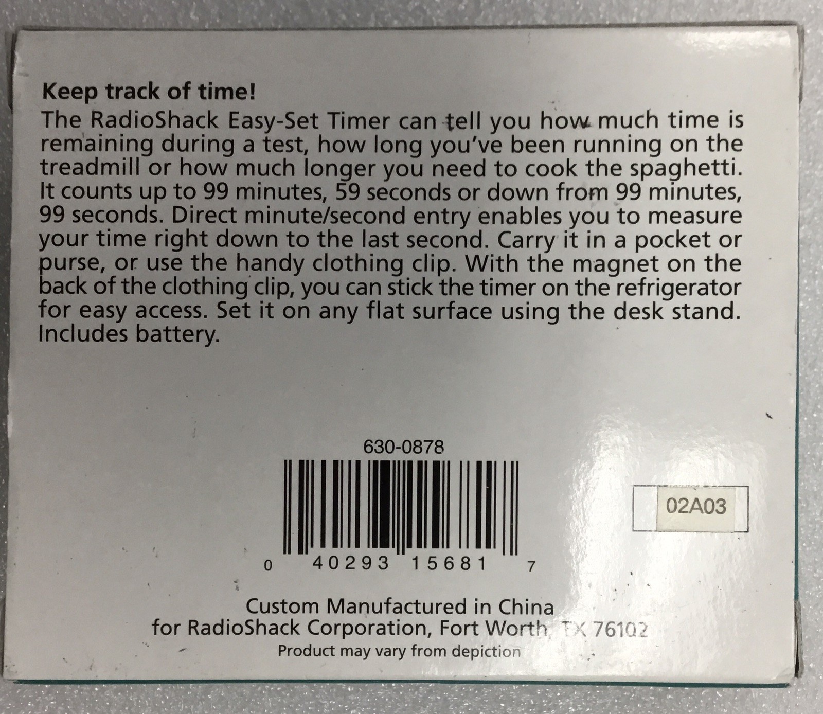 KITCHEN BAKING COOKING DIGITAL TIMER RADIOSHACK 63-878 12-KEY COUNT-UP AND DOWN