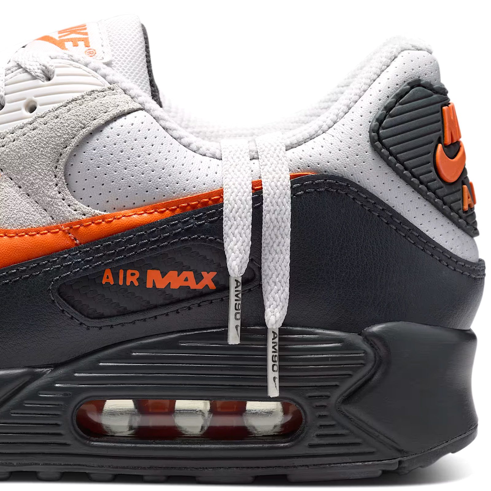 NIKE AIR MAX 90 Grey Safety Orange Mens Size 8-13 Casual Shoes IF0670-003