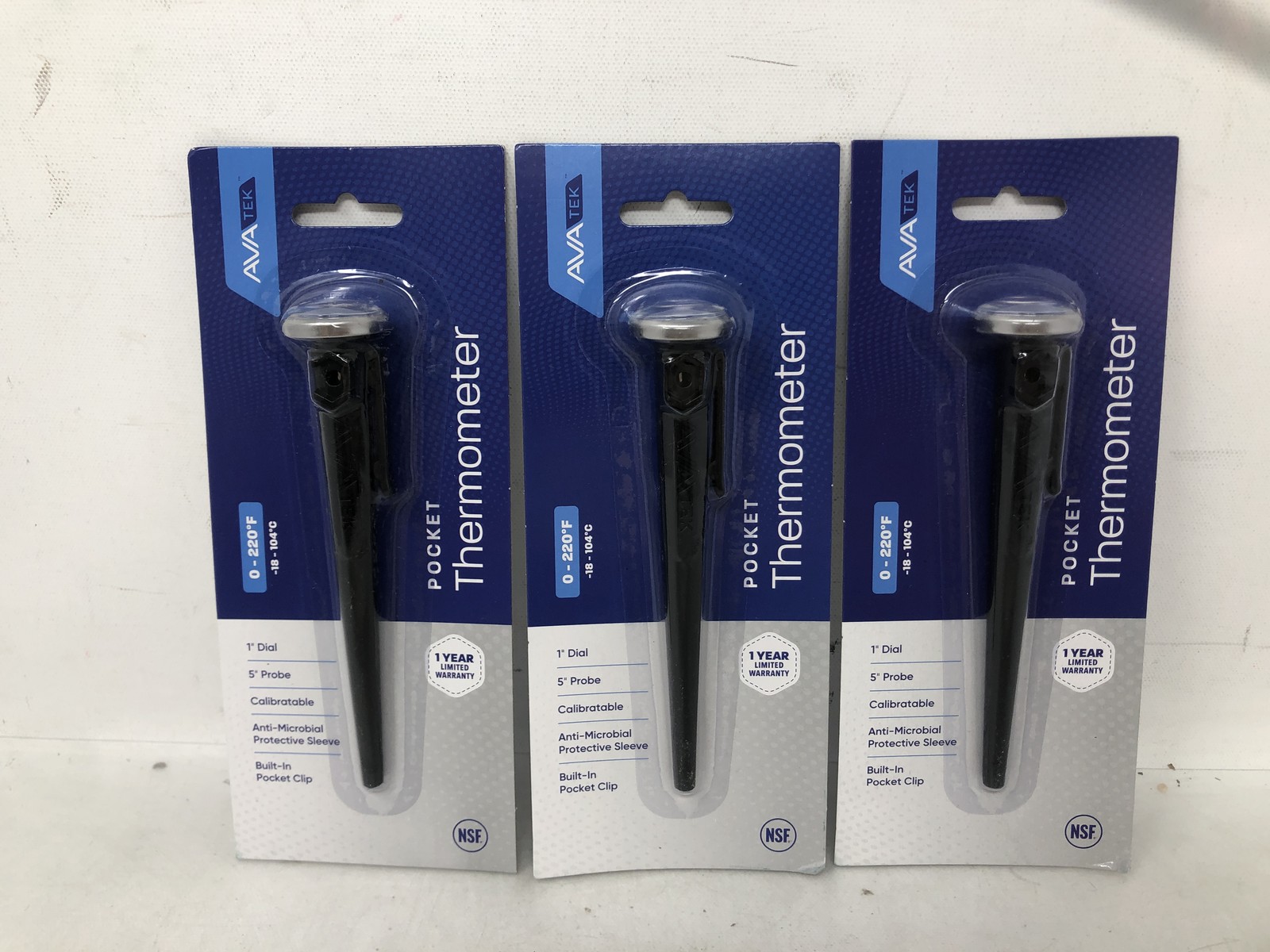 AVA TEK Pocket Thermometer,1 "Dial ,5"Probe Built-In Pocket Clip Alot of 3