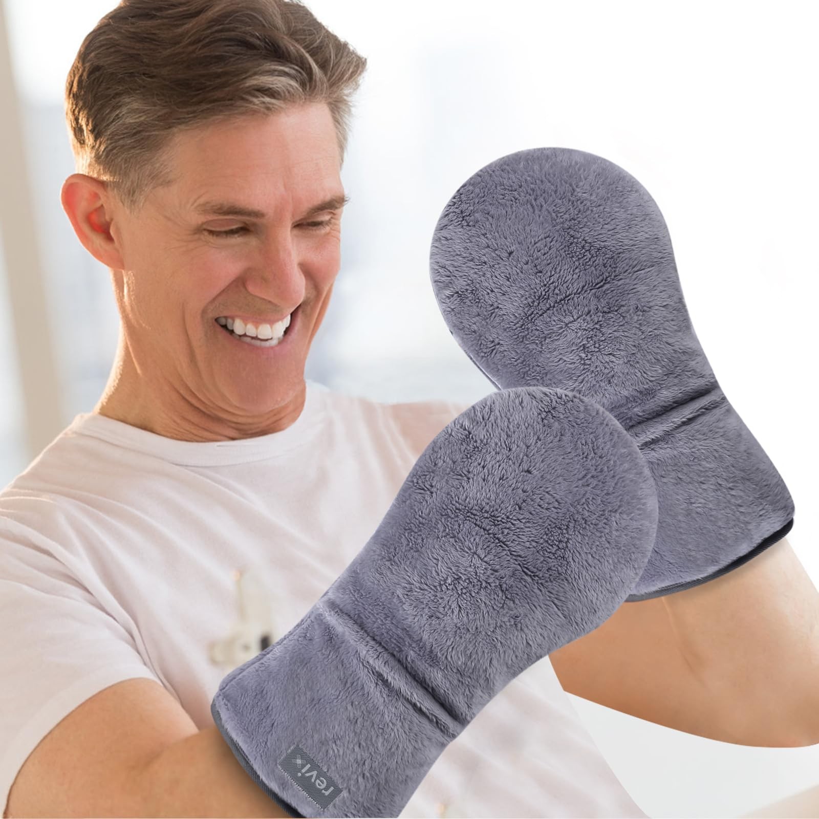 REVIX Heated Mitts for Hand Therapy, 1 Count (Pack of 1), Light Gray