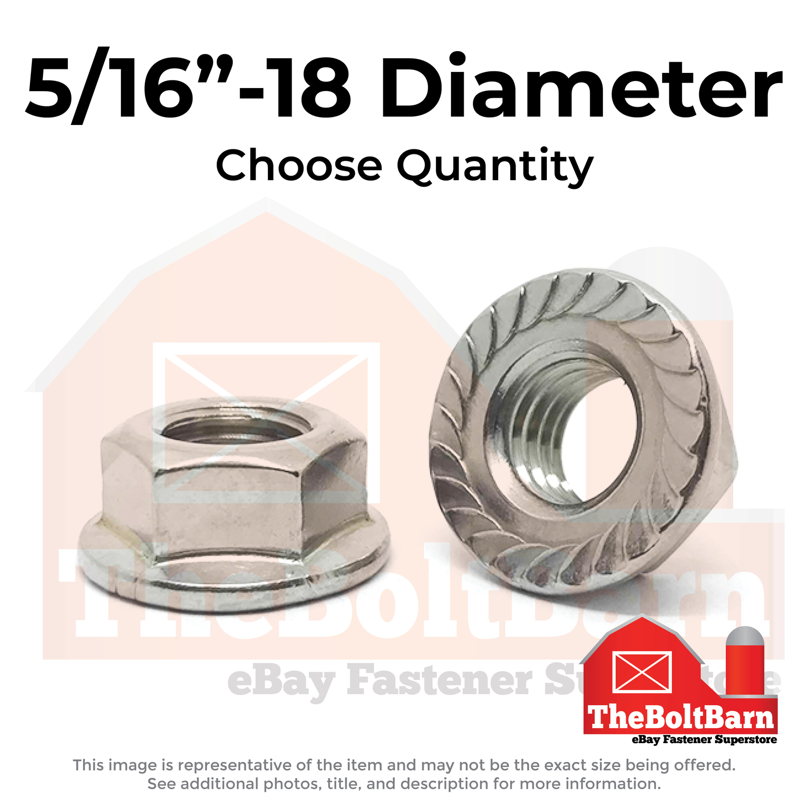 5/16"-18 Stainless Serrated Hex Flange Lock Nuts (Choose Qty)