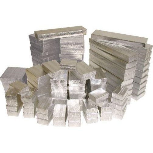 250 Jewelry Cotton Silver Foil Gift Boxes