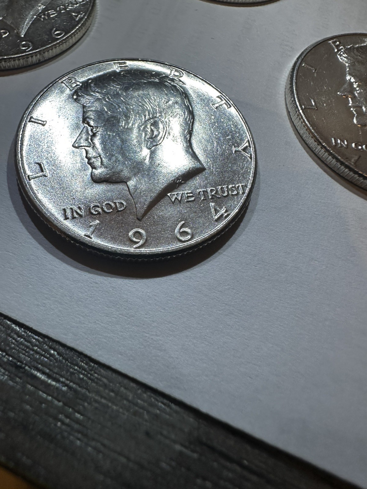 4 Kennedy Half Dollars 90% Silver Lot Of 4 1964 brilliant gorgeous bright