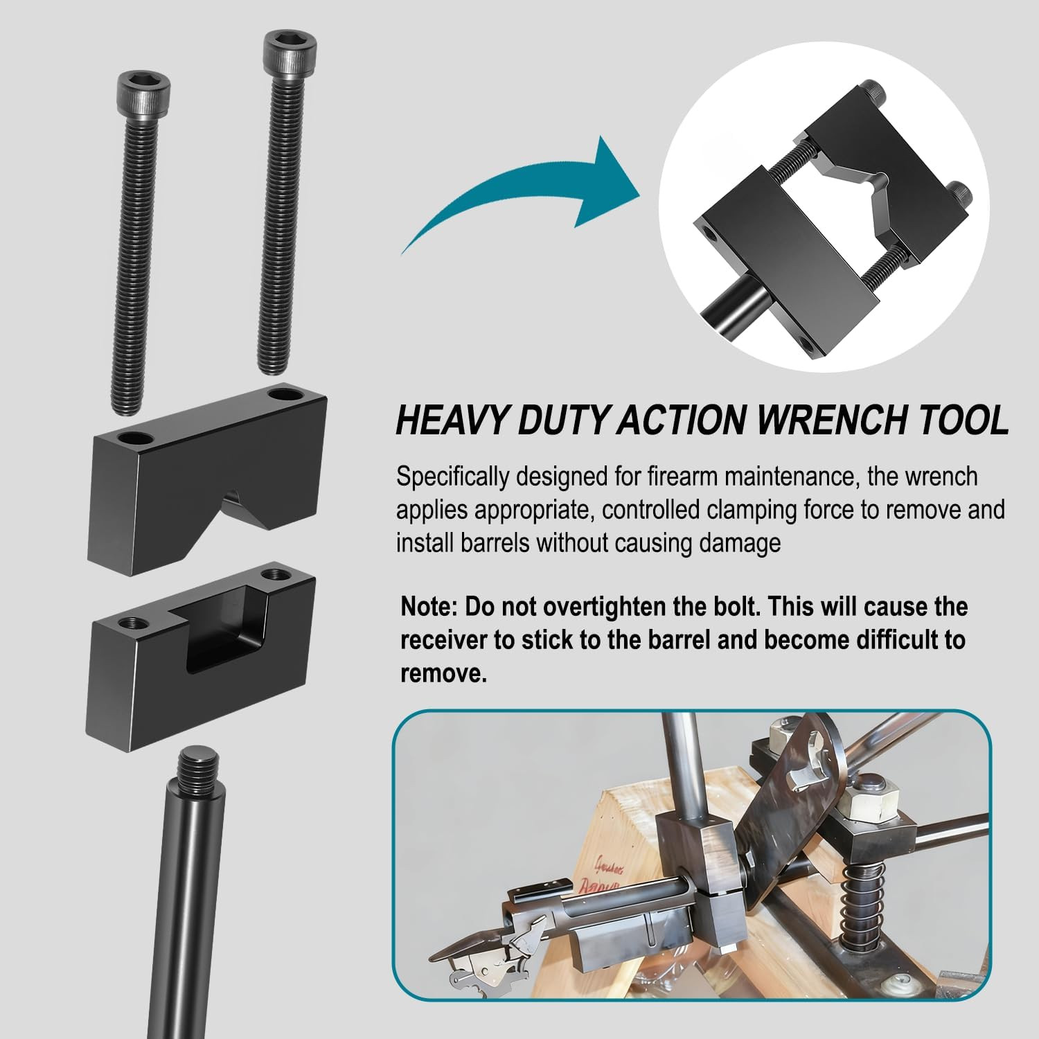 Heavy-Duty Disassembler Wrench 15-Inch Carbon Steel Detachable Handle for Barrel