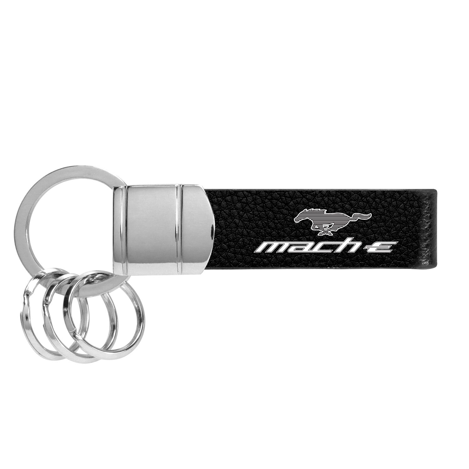 Ford Mustang Mach-E Genuine Black Leather Strap Loop Key Chain