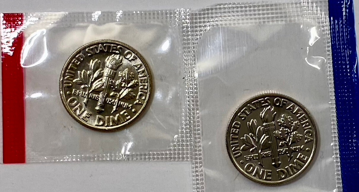 1981 P & D Roosevelt Dimes in Original US Mint Set Cellophane