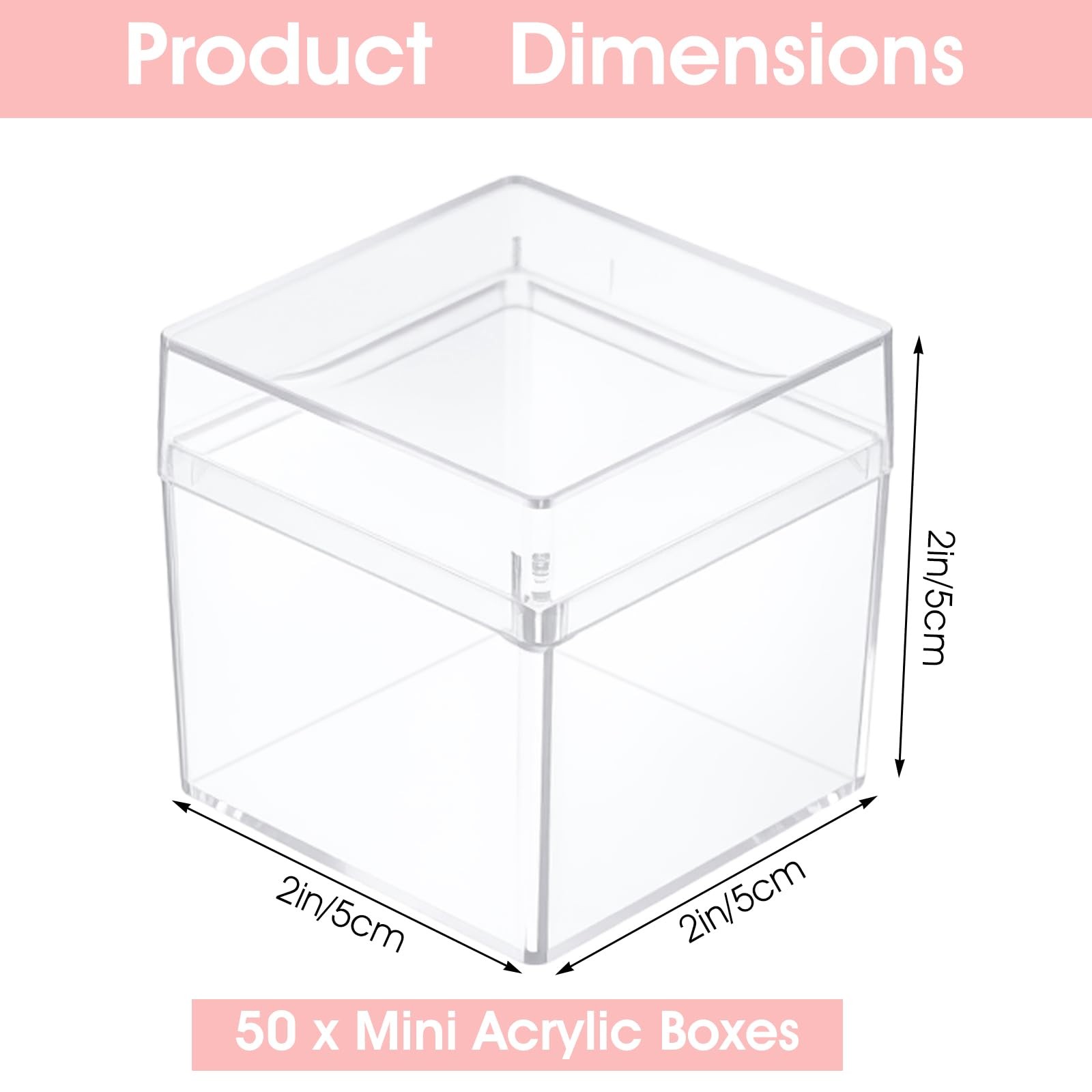 2 x 2 In Acrylic Boxes, Small Clear Box with Lids Treat Gift Boxes Storage