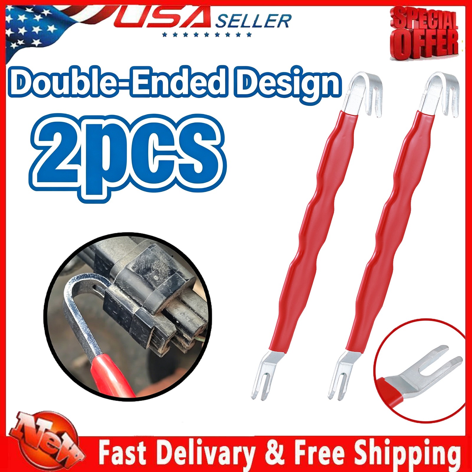 2PCS Carbon Electrical Steel Terminal Connector Separator Tool, for Car Repairs