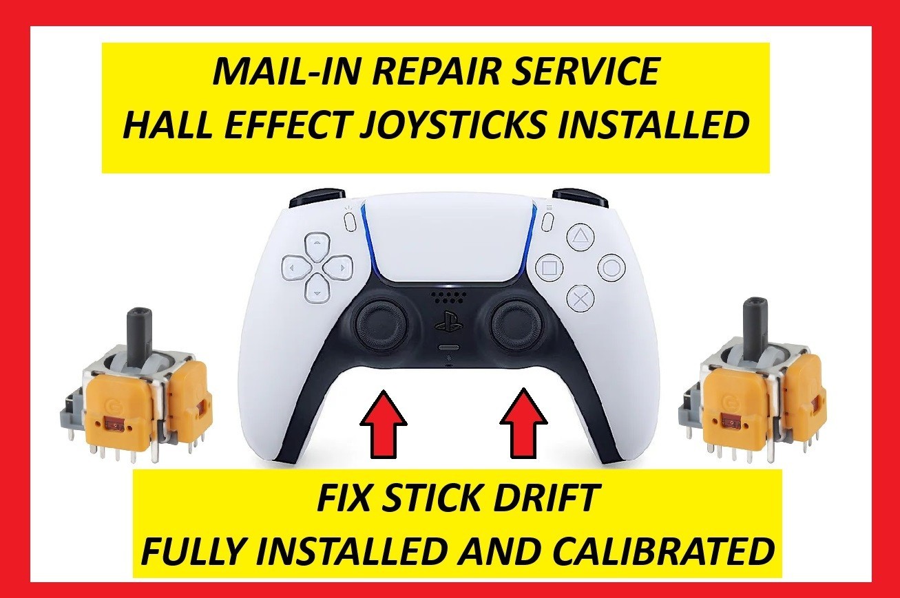 PS5 DualSense Hall Effect Joystick Upgrade Service No Drift Mail-In 2–4 Day Turn