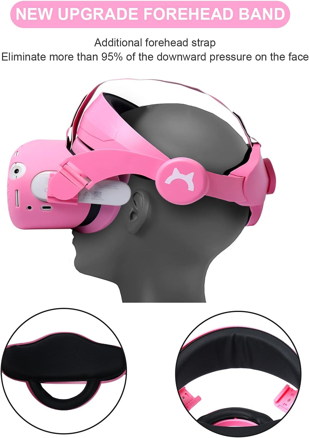 VR Adjustable Head Strap for Oculus Quest 2 Skins Cute Accessories with Silicone