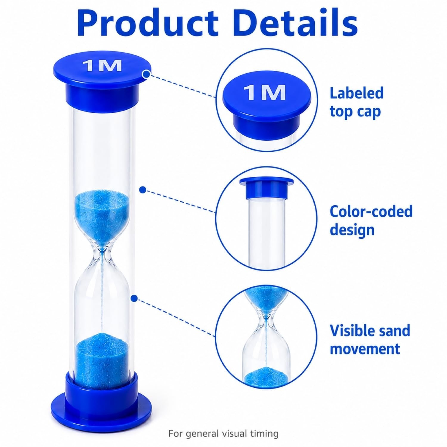 Plastic Sand Timer Sandglass Hourglass Sand Clock Timer 30 sec, 1 min, 2 mins...